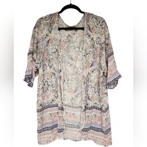 Dylan Ryan Paisley Kimono Cardigan Boho Swimsuit Cover Womens Size 2XL